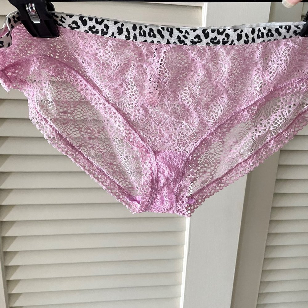 Victoria's Secret Pink Lace Cheetah /Leopard Animal Print Waist Bikini Panties L